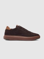 Dunkelbraunes Veloursleder